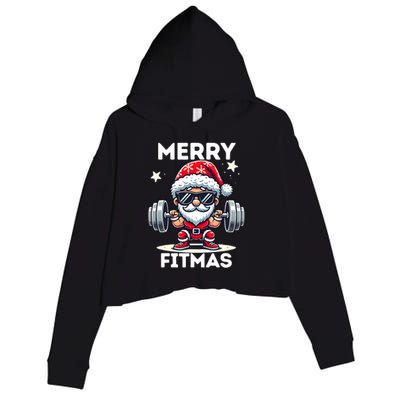 Christmas Santa Xmas Fitness Ugly Christmas Merry Fitmas Crop Fleece Hoodie