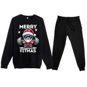 Christmas Santa Xmas Fitness Ugly Christmas Merry Fitmas Premium Crewneck Sweatsuit Set