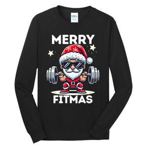 Christmas Santa Xmas Fitness Ugly Christmas Merry Fitmas Tall Long Sleeve T-Shirt