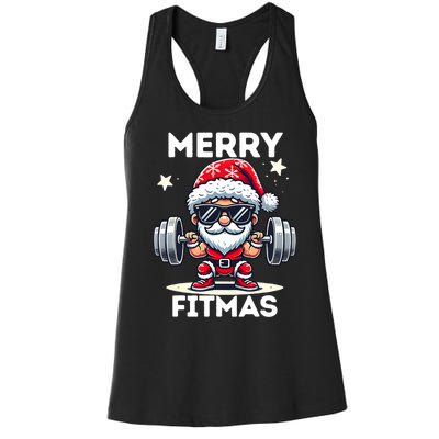 Christmas Santa Xmas Fitness Ugly Christmas Merry Fitmas Women's Racerback Tank