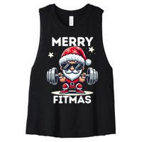 Christmas Santa Xmas Fitness Ugly Christmas Merry Fitmas Women's Racerback Cropped Tank