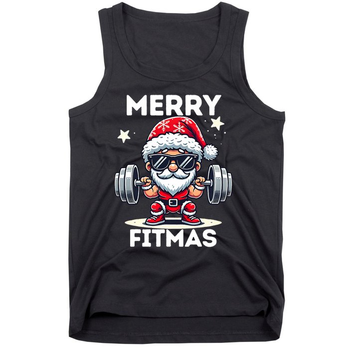 Christmas Santa Xmas Fitness Ugly Christmas Merry Fitmas Tank Top