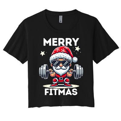 Christmas Santa Xmas Fitness Ugly Christmas Merry Fitmas Women's Crop Top Tee