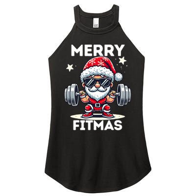 Christmas Santa Xmas Fitness Ugly Christmas Merry Fitmas Women's Perfect Tri Rocker Tank