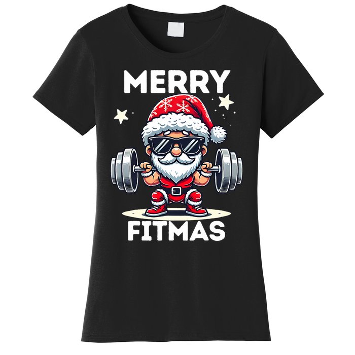 Christmas Santa Xmas Fitness Ugly Christmas Merry Fitmas Women's T-Shirt