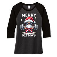 Christmas Santa Xmas Fitness Ugly Christmas Merry Fitmas Women's Tri-Blend 3/4-Sleeve Raglan Shirt