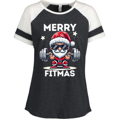 Christmas Santa Xmas Fitness Ugly Christmas Merry Fitmas Enza Ladies Jersey Colorblock Tee