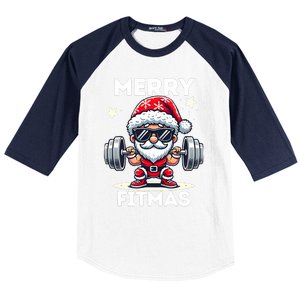 Christmas Santa Xmas Fitness Ugly Christmas Merry Fitmas Baseball Sleeve Shirt