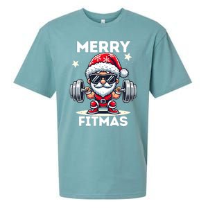 Christmas Santa Xmas Fitness Ugly Christmas Merry Fitmas Sueded Cloud Jersey T-Shirt