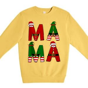 Cute Santa Xmas Holly Funny Mom Mama Mother Moms Christmas Gift Premium Crewneck Sweatshirt