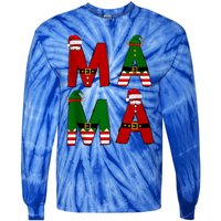 Cute Santa Xmas Holly Funny Mom Mama Mother Moms Christmas Gift Tie-Dye Long Sleeve Shirt