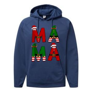 Cute Santa Xmas Holly Funny Mom Mama Mother Moms Christmas Gift Performance Fleece Hoodie