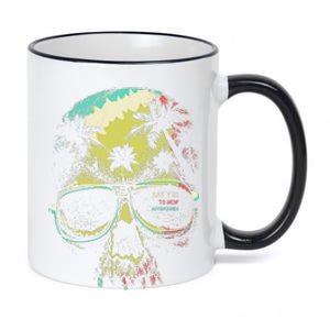 Cool Say Yes To New Adventures Tropical Grunge Skull 11oz Black Color Changing Mug