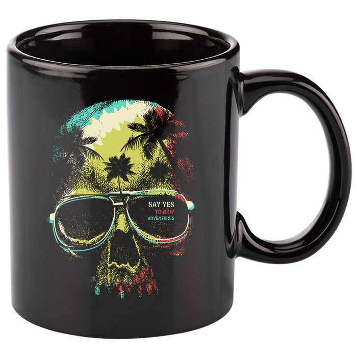 Cool Say Yes To New Adventures Tropical Grunge Skull 11oz C Handle Ceramic Mug