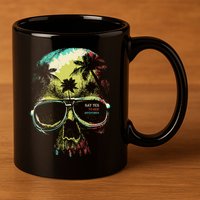 Cool Say Yes To New Adventures Tropical Grunge Skull 11oz C Handle Ceramic Mug