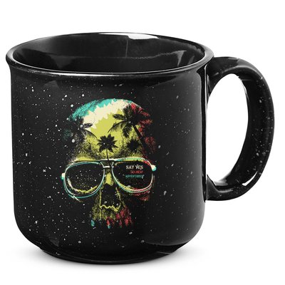 Cool Say Yes To New Adventures Tropical Grunge Skull 15oz Campfire Ceramic Mug
