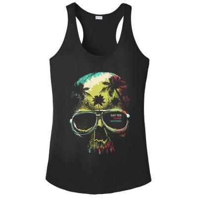 Cool Say Yes To New Adventures Tropical Grunge Skull Ladies PosiCharge Competitor Racerback Tank