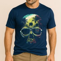 Cool Say Yes To New Adventures Tropical Grunge Skull Cooling Performance Crew T-Shirt
