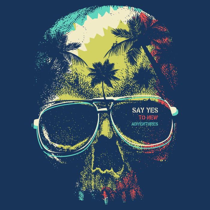 Cool Say Yes To New Adventures Tropical Grunge Skull Cooling Performance Crew T-Shirt