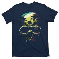 Cool Say Yes To New Adventures Tropical Grunge Skull T-Shirt