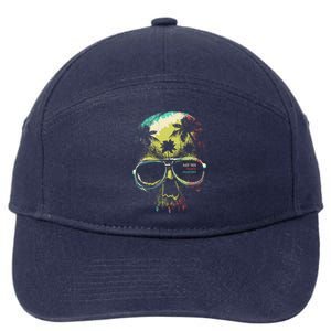 Cool Say Yes To New Adventures Tropical Grunge Skull 7-Panel Snapback Hat