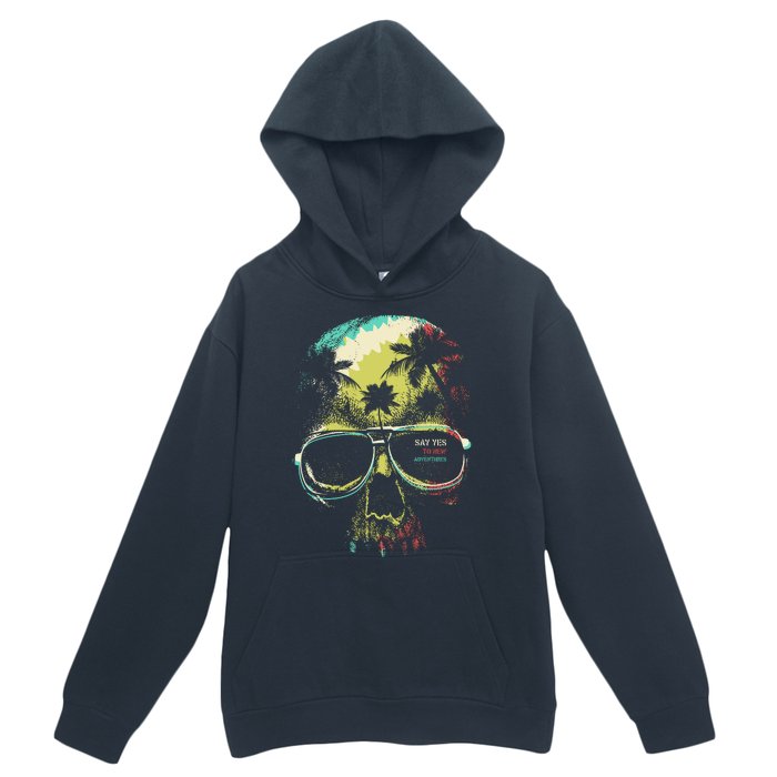 Cool Say Yes To New Adventures Tropical Grunge Skull Urban Pullover Hoodie