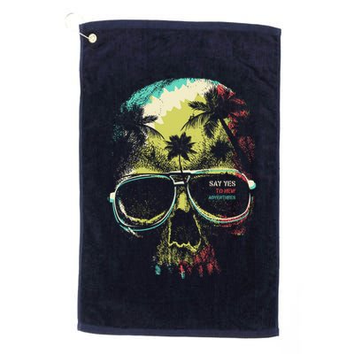 Cool Say Yes To New Adventures Tropical Grunge Skull Golf Towel