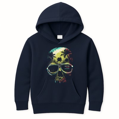 Cool Say Yes To New Adventures Tropical Grunge Skull Kids Hoodie
