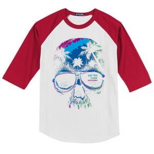 Cool Say Yes To New Adventures Tropical Grunge Skull Kids Colorblock Raglan Jersey