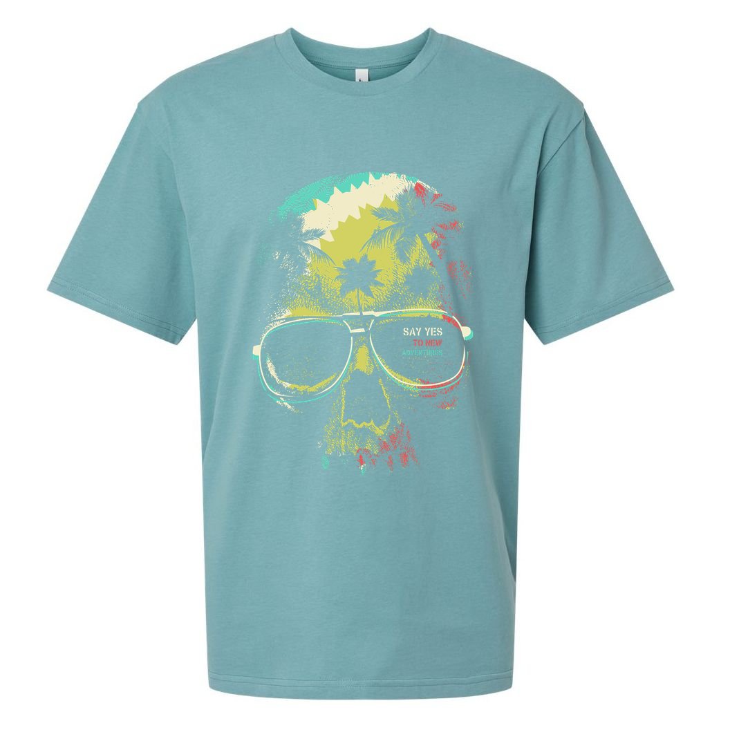 Cool Say Yes To New Adventures Tropical Grunge Skull Sueded Cloud Jersey T-Shirt