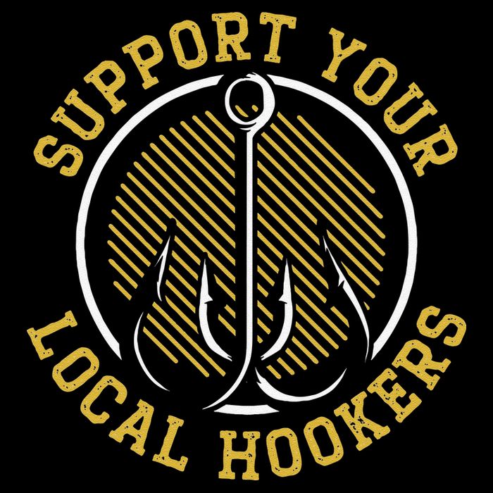 Cute Support Your Local Hookers Fishing Fisherman Master Baiter Cooling Performance Crew T-Shirt