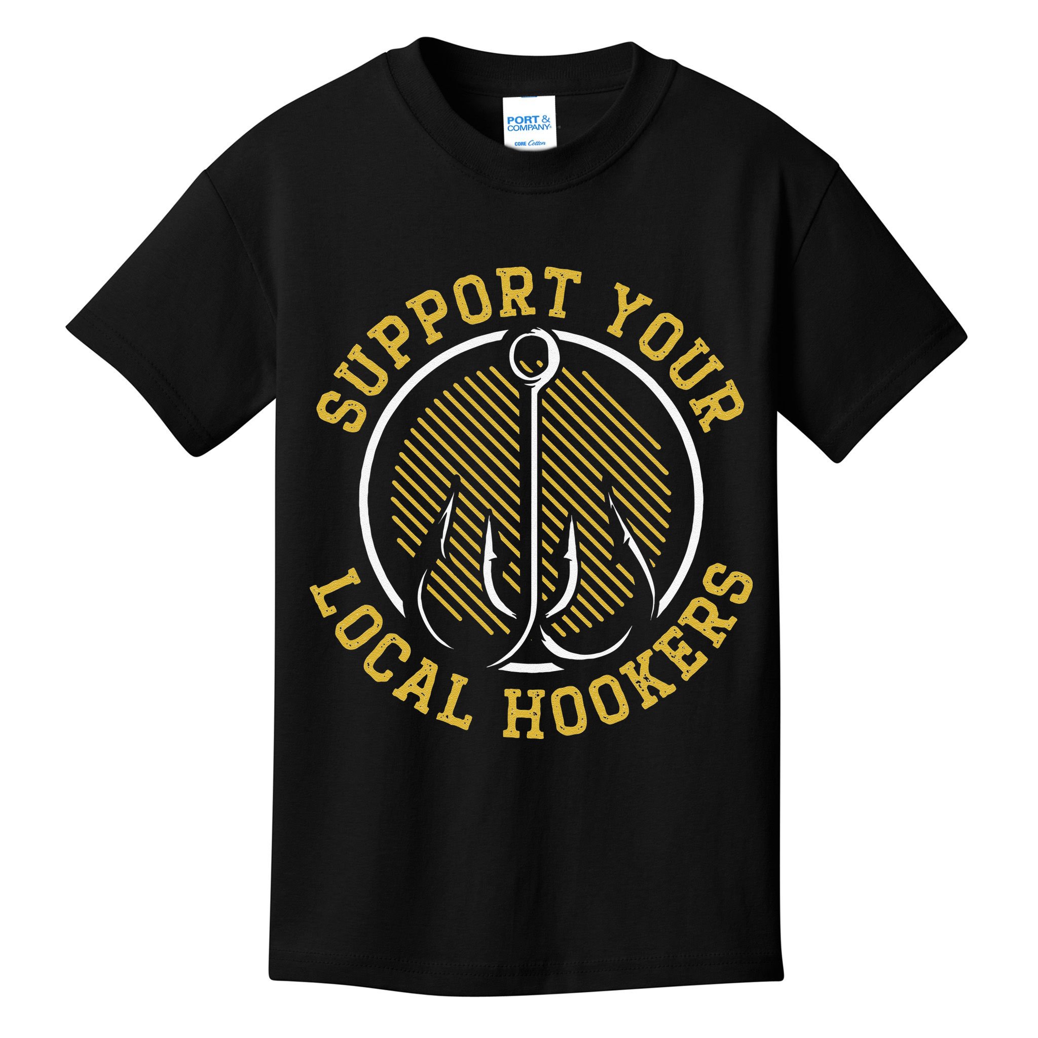 Cute Support Your Local Hookers Fishing Fisherman Master Baiter Kids T-Shirt
