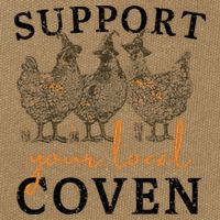 Chicken Support Your Local Coven Witch Girl Farm Lover Cotton Canvas Backpack
