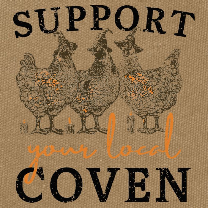 Chicken Support Your Local Coven Witch Girl Farm Lover Cotton Canvas Backpack
