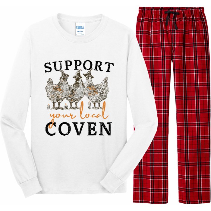 Chicken Support Your Local Coven Witch Girl Farm Lover Long Sleeve Pajama Set