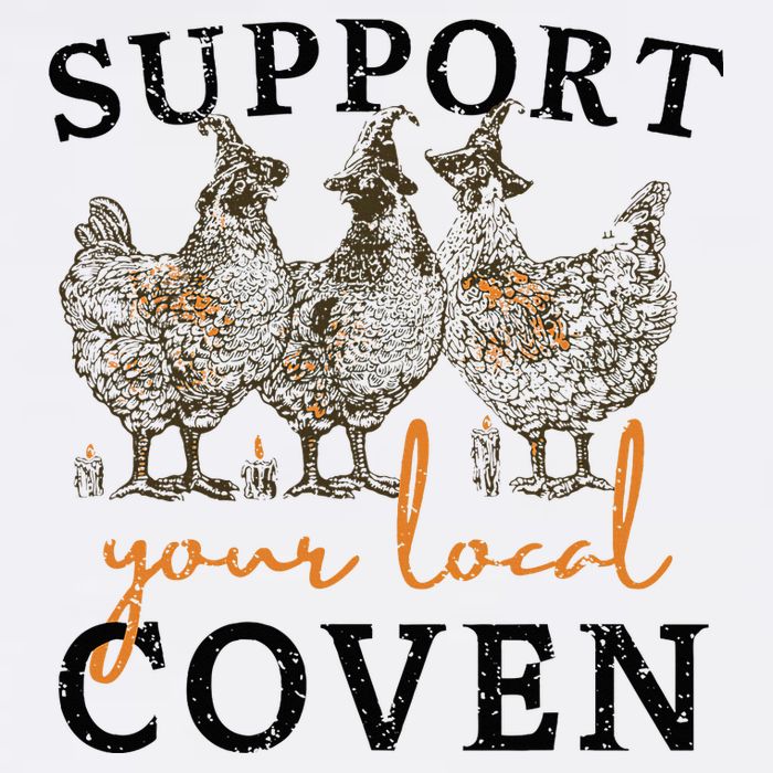 Chicken Support Your Local Coven Witch Girl Farm Lover Flat Bill Trucker Hat