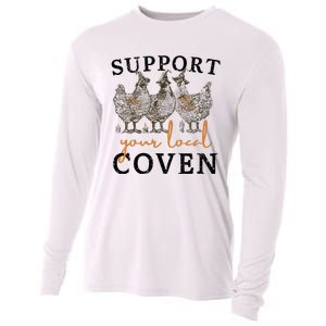 Chicken Support Your Local Coven Witch Girl Farm Lover Cooling Performance Long Sleeve Crew