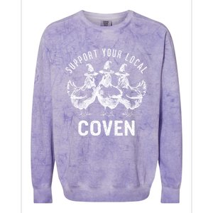 Chicken Support Your Local Coven Witch Farm Lover Colorblast Crewneck Sweatshirt