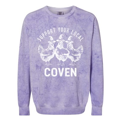 Chicken Support Your Local Coven Witch Farm Lover Colorblast Crewneck Sweatshirt