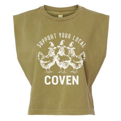 Chicken Support Your Local Coven Witch Farm Lover Garment-Dyed Women's Muscle Tee