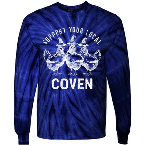 Chicken Support Your Local Coven Witch Farm Lover Tie-Dye Long Sleeve Shirt