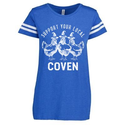 Chicken Support Your Local Coven Witch Farm Lover Enza Ladies Jersey Football T-Shirt