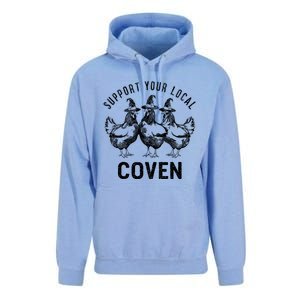 Chicken Support Your Local Coven Witch Farm Lover Unisex Surf Hoodie