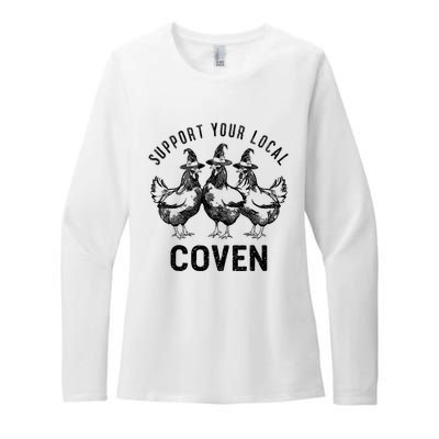 Chicken Support Your Local Coven Witch Farm Lover Womens CVC Long Sleeve Shirt