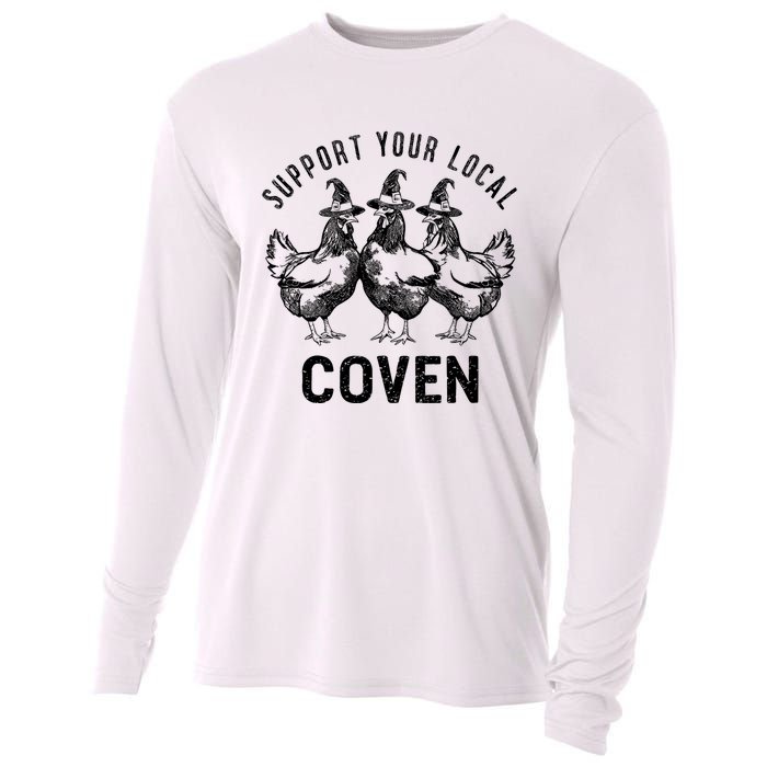 Chicken Support Your Local Coven Witch Farm Lover Cooling Performance Long Sleeve Crew