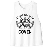 Chicken Support Your Local Coven Witch Farm Lover Women's Racerback Cropped Tank