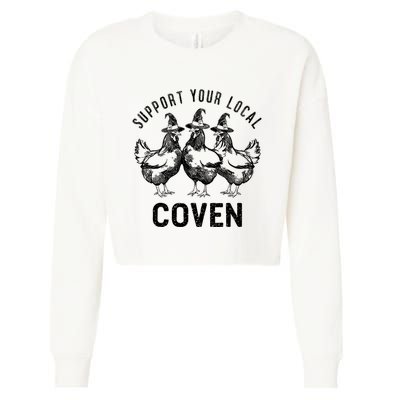 Chicken Support Your Local Coven Witch Farm Lover Cropped Pullover Crew