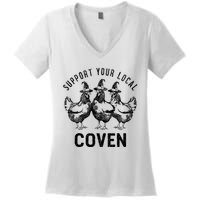 Chicken Support Your Local Coven Witch Farm Lover Women's V-Neck T-Shirt