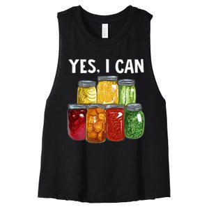 Canning Season Yes I Can Jar Pickling Preserving Food Canner Women's Racerback Cropped Tank