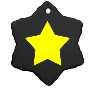 Christmas Star Yellow 5 Sided Star Shape Primary Ceramic Star Ornament